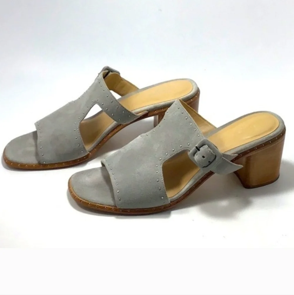 Rag & Bone Seldon Grey Suede Studded Block Heel Sandals 38.5 - Picture 14 of 15